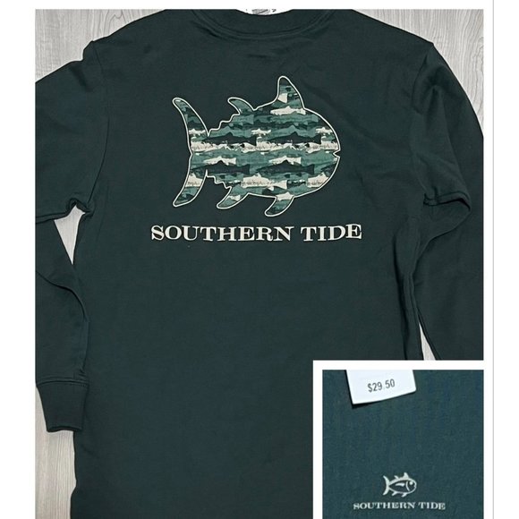 Southern Tide YS YM YXL Chasin Tail Skipjack green Long Sleeve T-Shirt NWT - Picture 1 of 2